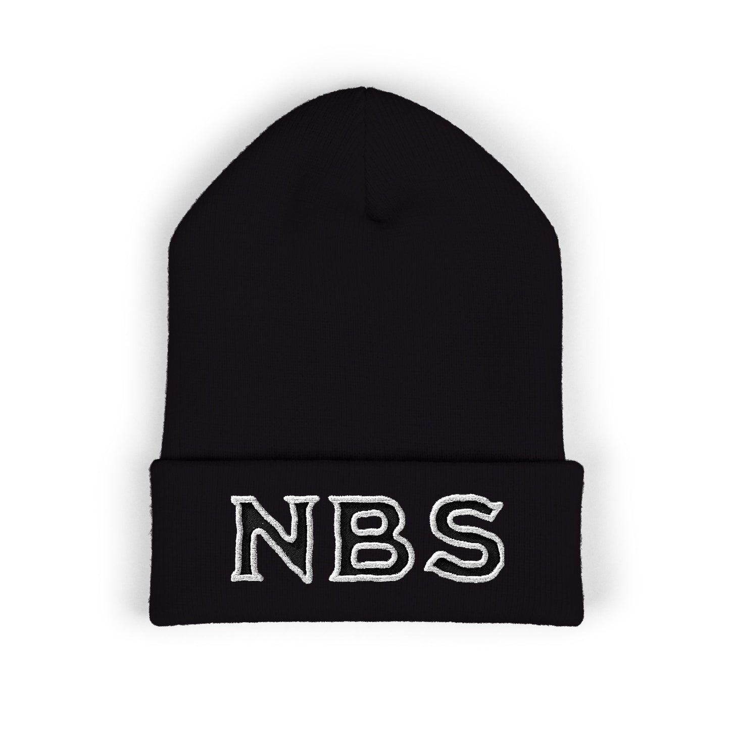 NBS Black Embroidered Cuffed Beanie