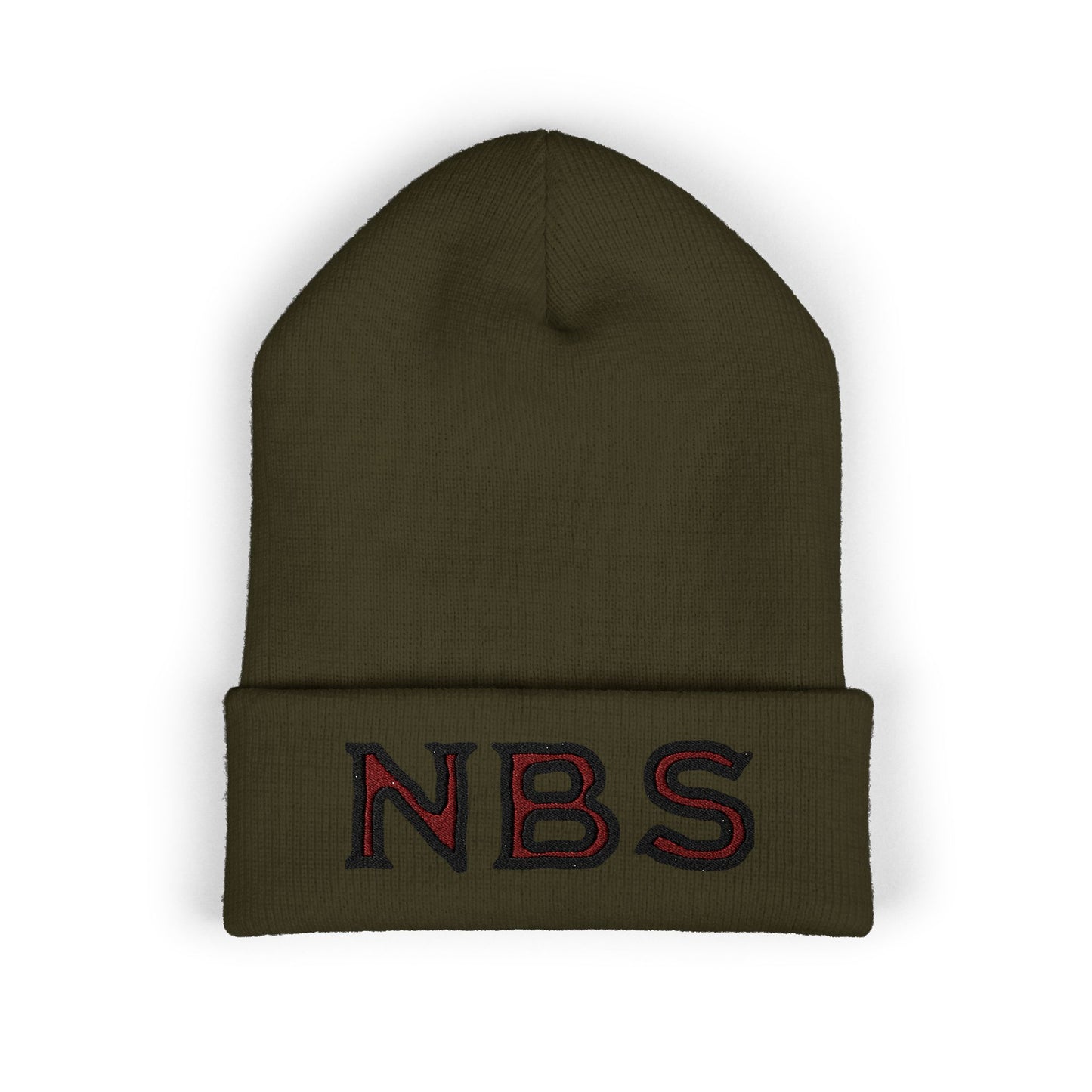 NBS Red Embroidered Cuffed Beanie