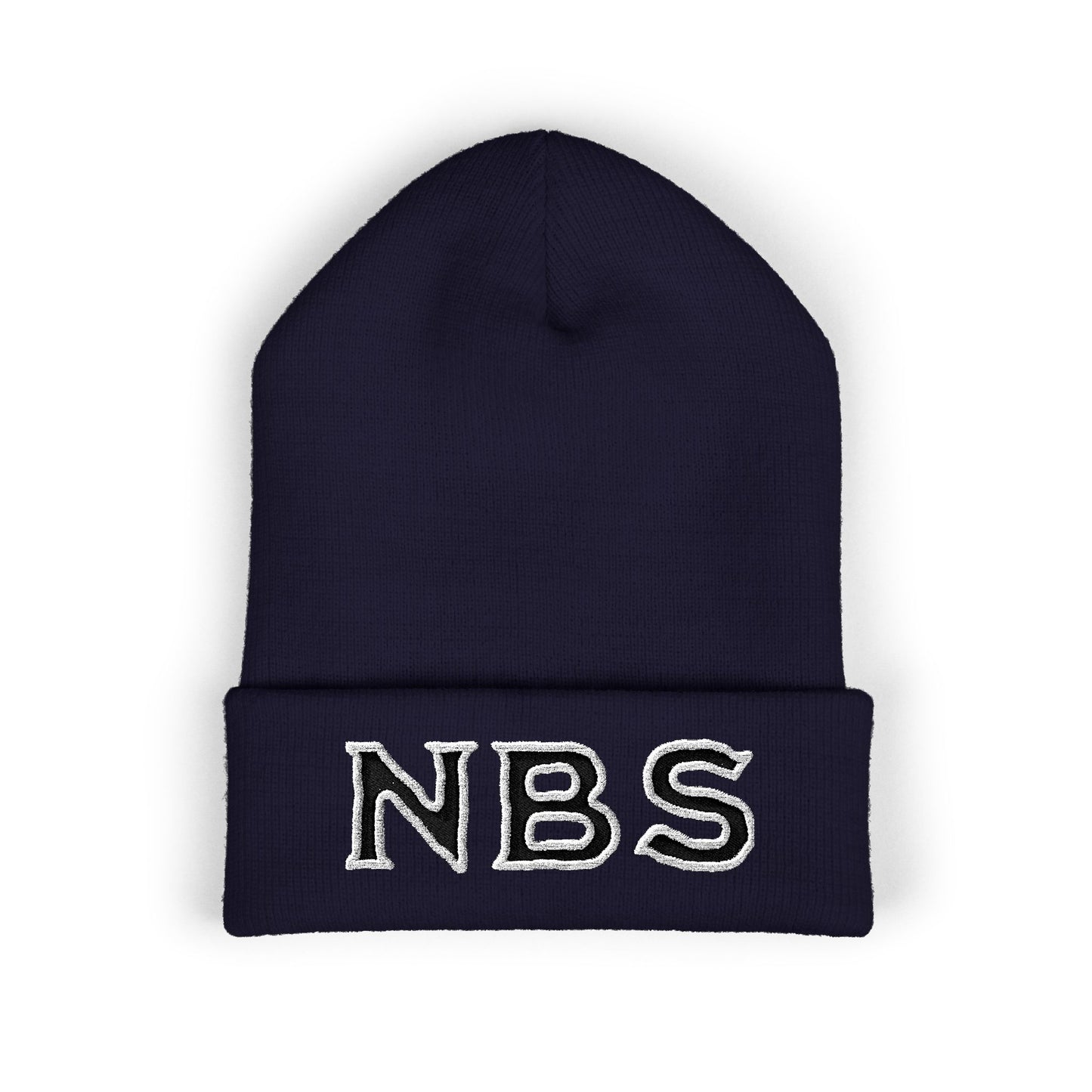 NBS Black Embroidered Cuffed Beanie