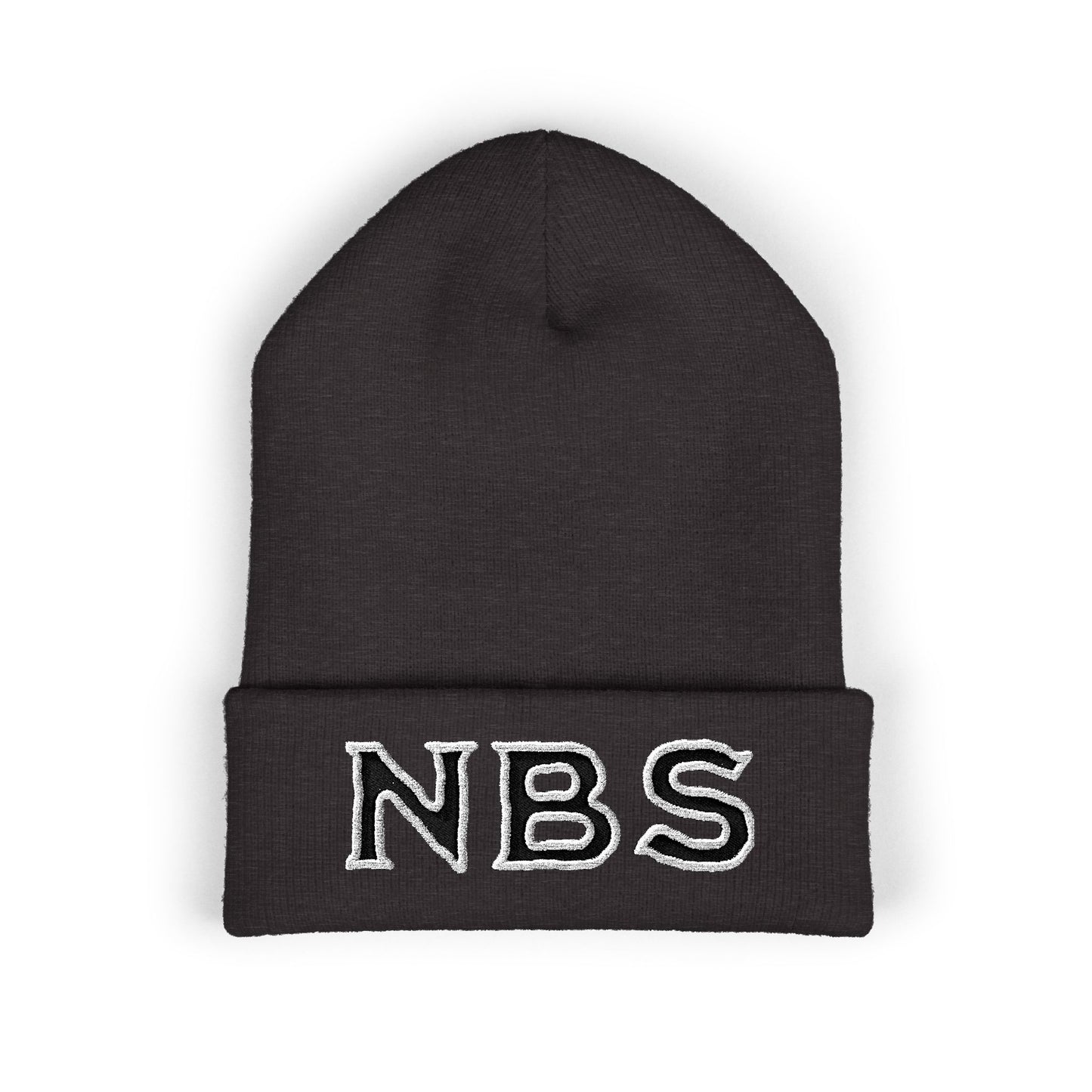 NBS Black Embroidered Cuffed Beanie