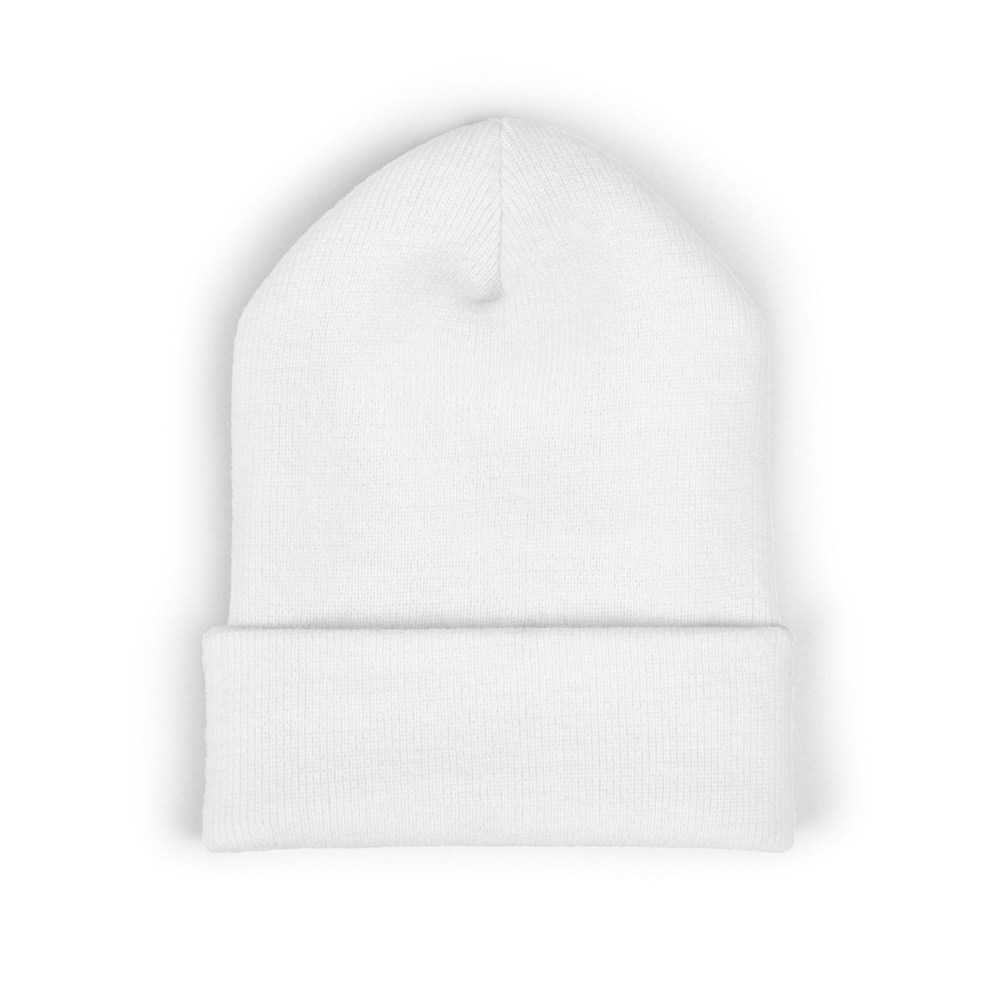 NBS White Embroidered Cuffed Beanie