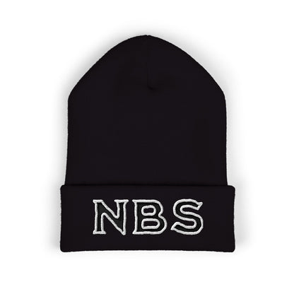 NBS Black Embroidered Cuffed Beanie