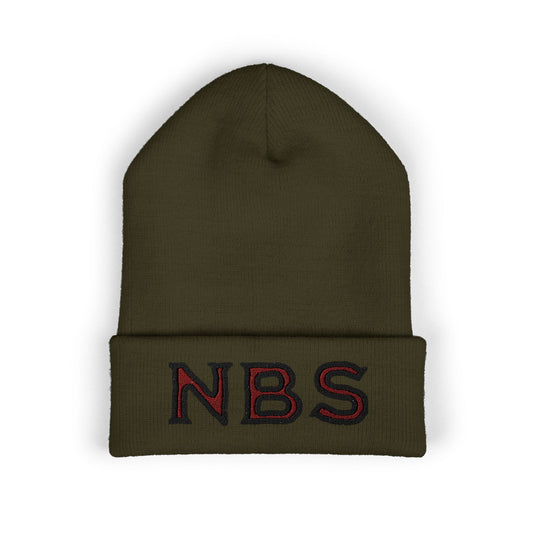 NBS Red Embroidered Cuffed Beanie