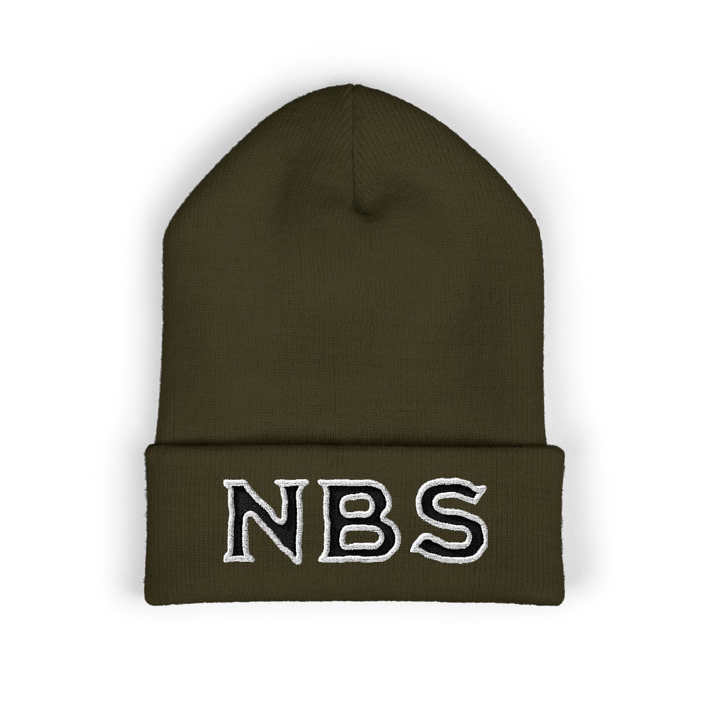 NBS Black Embroidered Cuffed Beanie