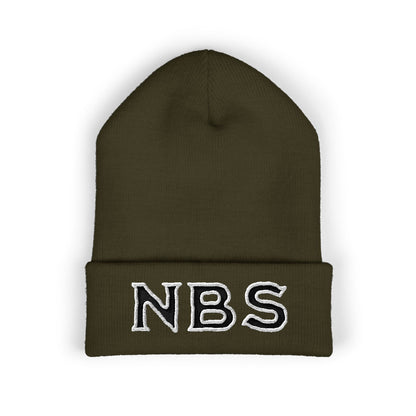 NBS Black Embroidered Cuffed Beanie