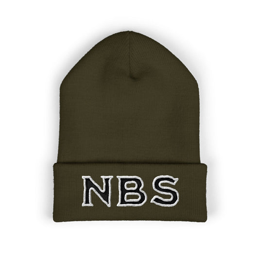 NBS Black Embroidered Cuffed Beanie