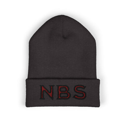 NBS Red Embroidered Cuffed Beanie