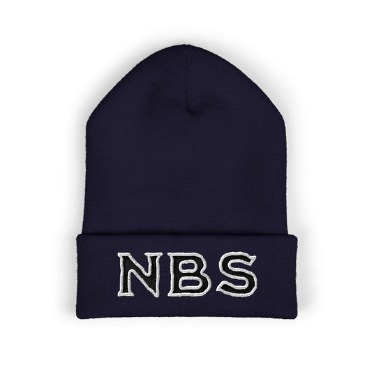 NBS Black Embroidered Cuffed Beanie