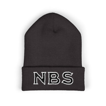 NBS Black Embroidered Cuffed Beanie