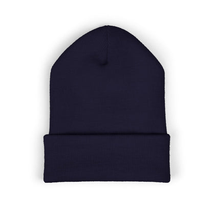 NBS White Embroidered Cuffed Beanie