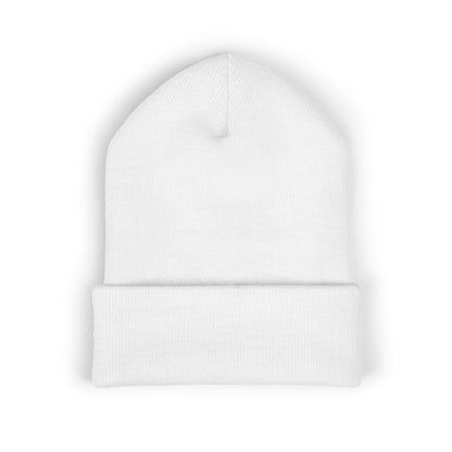 NBS White Embroidered Cuffed Beanie